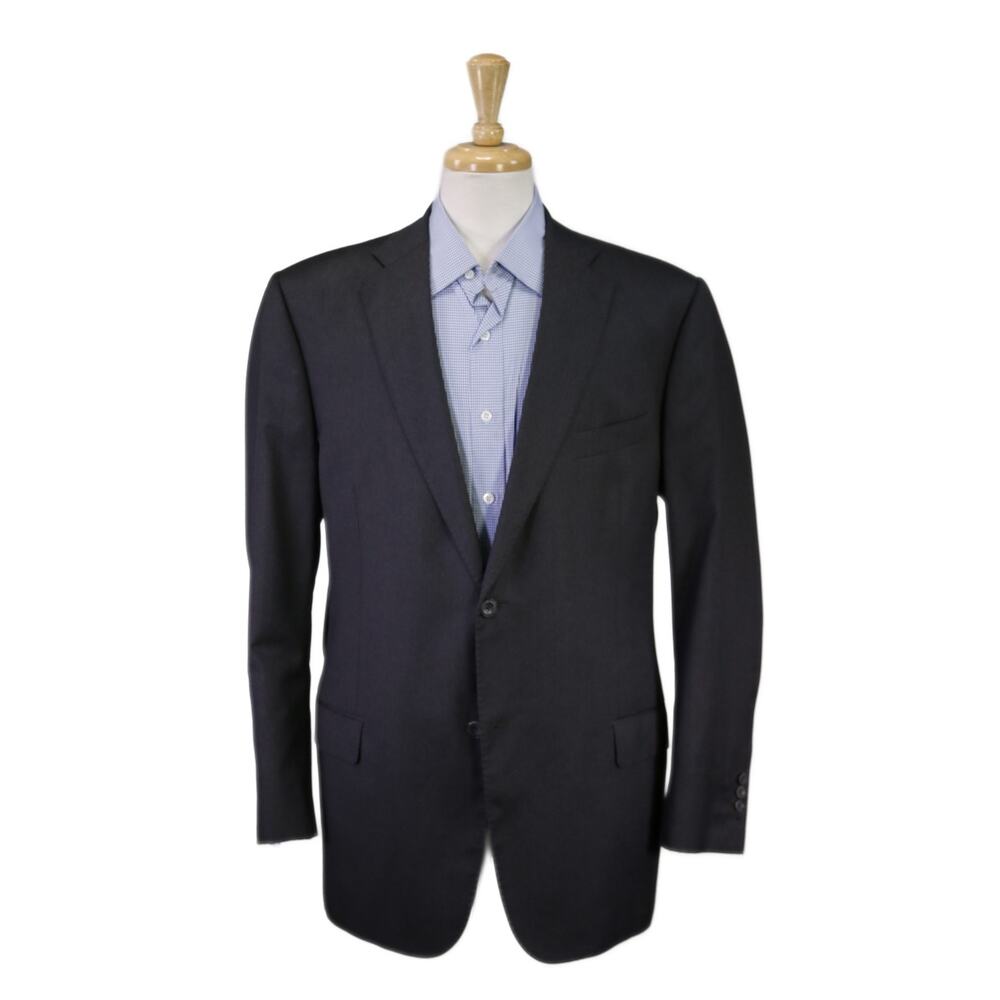 J. Hilburn Tailored Fit Gray Herringbone 2-Btn Wool Blazer Jacket 45L 46L